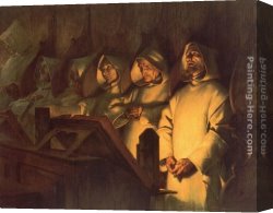 Grande Canvas Paintings - Les Matines a la Grande Chartreuse by Theobald Chartran