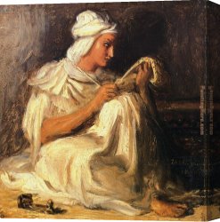 Seated Canvas Paintings - Young Teleb Seated by Theodore Chasseriau