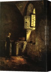 A Corner of The Apartment Canvas Paintings - A Corner in the Old Kitchen of the Mittenheim Cloister by Theodore Clement Steele