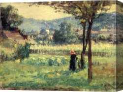 Golding Constable's Flower Garden Canvas Paintings - Flower Garden at Brookville by Theodore Clement Steele
