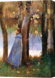 Figure Canvas Paintings - Figure in a Landscape by Theodore Robinson