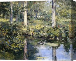 Pond Canvas Paintings - The Duck Pond by Theodore Robinson