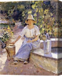 Pots Canvas Paintings - Watering Pots by Theodore Robinson