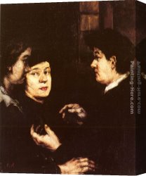 Conversation Canvas Paintings - The Conversation by Theodule Augustine Ribot