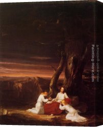 Baptism of Christ Canvas Paintings - Angels Ministering to Christ in the Wilderness by Thomas Cole