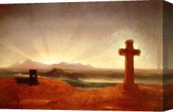 Cole Canvas Paintings - Cross at Sunset by Thomas Cole