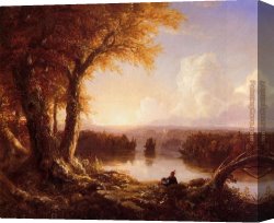 Cole Canvas Paintings - Indian at Sunset by Thomas Cole