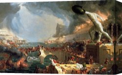 Cole Canvas Paintings - The Course of Empire Destruction by Thomas Cole