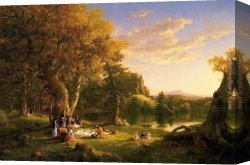 Cole Canvas Paintings - The Picnic by Thomas Cole