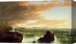 Deserted Canvas Paintings - View Across Frenchman's Bay from Mount Desert Island, After a Squall by Thomas Cole