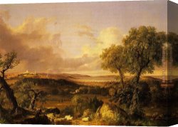View of The Ponte Vecchio, Florence Canvas Paintings - View of Boston by Thomas Cole