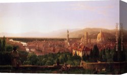 Basilica Di San Marco Canvas Paintings - View of Florence from San Miniato by Thomas Cole