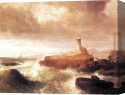 Thomas Doughty Canvas Paintings - Desert Rock Lighthouse by Thomas Doughty