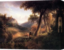 Thomas Doughty Canvas Paintings - Girls Crossing the Brook by Thomas Doughty