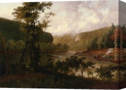 Thomas Doughty Canvas Paintings - Harper's Ferry, Virginia by Thomas Doughty
