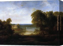 Thomas Doughty Canvas Paintings - Landscape with Factory by Thomas Doughty