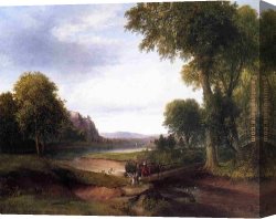 Thomas Doughty Canvas Paintings - Landscape with Footbridge by Thomas Doughty