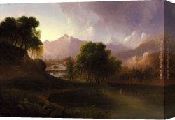 Thomas Doughty Canvas Paintings - Landscape with Stream and Mountains by Thomas Doughty