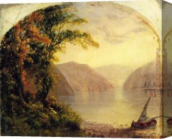 Thomas Doughty Canvas Paintings - Landscape with Two Figures by Thomas Doughty