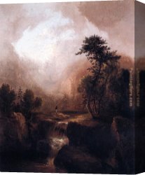 Thomas Doughty Canvas Paintings - Landscape with Waterfall by Thomas Doughty