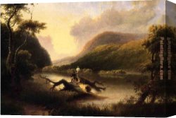 Thomas Doughty Canvas Paintings - Passage of the Delaware through the Blue Mountain by Thomas Doughty
