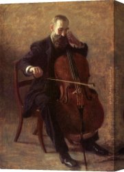 Player Canvas Paintings - The Cello Player by Thomas Eakins
