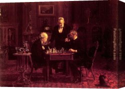 Player Canvas Paintings - The Chess Players by Thomas Eakins