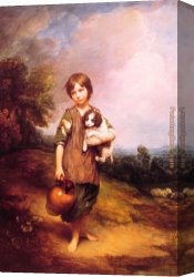 A Young Girl And Her Dog Canvas Paintings - Cottage Girl with Dog and Pitcher by Thomas Gainsborough