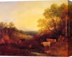 Landscape with Cattle Canvas Paintings - Landscape with Cattle by Thomas Gainsborough