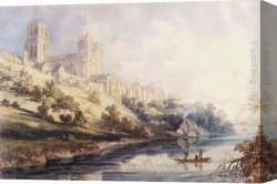 Cathedral Canvas Paintings - Durham Cathedral and Castle by Thomas Girtin
