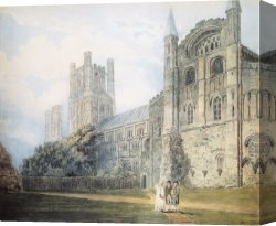 Cathedral Canvas Paintings - Ely Cathedral from the South-East (after James Moore) by Thomas Girtin