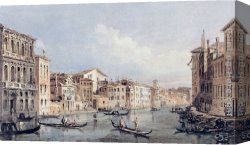The Doge's Palace From The Entrance to The Grand Canal Canvas Paintings - Grand Canal, Venice (after Canaletto) by Thomas Girtin