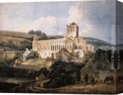 East Bergholt Rectory Canvas Paintings - Jedburgh Abbey from the South-East by Thomas Girtin