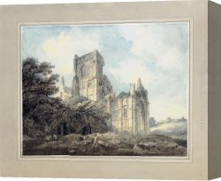East Bergholt Rectory Canvas Paintings - Kirkstall Abbey, Yorkshire, from the South-East (after James Moore) by Thomas Girtin