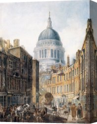 Cathedral Canvas Paintings - St Paul's Cathedral from St Martin's-le-Grand by Thomas Girtin