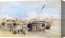 Harbour Canvas Paintings - Weymouth Harbour by Thomas Girtin