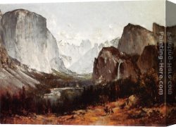 Valley of The Yosemite Canvas Paintings - A View of Yosemite Valley by Thomas Hill