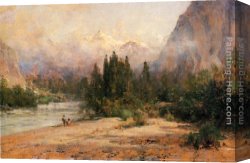 Pacific Canvas Paintings - Bow River Gap at Banff, on Canadian Pacific Railroad by Thomas Hill