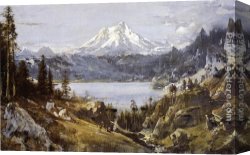 Lake Arrowhead Canvas Paintings - Mount Shasta from Castle Lake by Thomas Hill