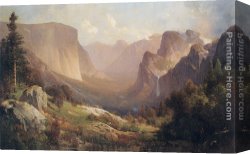Valley of The Yosemite Canvas Paintings - View of Yosemite Valley by Thomas Hill