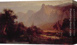 Valley of The Yosemite Canvas Paintings - Yosemite Valley by Thomas Hill