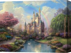 Kinkade Canvas Paintings - a new day at the Cinderella's castle by Thomas Kinkade