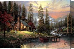 Thomas Doughty Canvas Paintings - A Peaceful Retreat by Thomas Kinkade