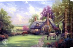 Summer Canvas Paintings - a perfect summer day by Thomas Kinkade