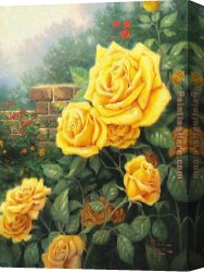 Kinkade Canvas Paintings - A Perfect Yellow Rose by Thomas Kinkade