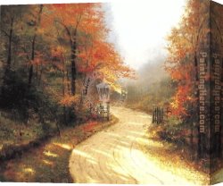 Autumn Canvas Paintings - Autumn Lane by Thomas Kinkade