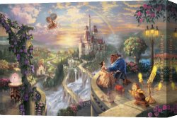 Which One Do You Love Best Canvas Paintings - Beauty and the Beast Falling in Love by Thomas Kinkade