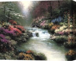 Water Canvas Paintings - Besides Still Waters by Thomas Kinkade