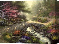 Waterlilies And Japanese Bridge Canvas Paintings - Bridge of Faith by Thomas Kinkade