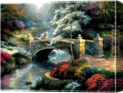 Waterlilies And Japanese Bridge Canvas Paintings - Bridge of Hope by Thomas Kinkade